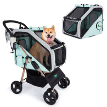 Load image into Gallery viewer, Ownpets 3 in 1 Dog Stroller & Car Seat, Foldable Dogs Carrier Detachable design, carbon steel frame, 360° lockable wheels, rain cover, cup holders & ample storage, for dogs up to 66lbs