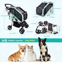 Load image into Gallery viewer, Ownpets 3 in 1 Dog Stroller & Car Seat, Foldable Dogs Carrier Detachable design, carbon steel frame, 360° lockable wheels, rain cover, cup holders & ample storage, for dogs up to 66lbs