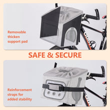 Lade das Bild in den Galerie-Viewer, Ownpets Large Bike Front Basket Pet Carrier, with Breathable Mesh Windows Functions as car booster seat or adjustable shoulder bag for pet, foldable for storage, compatible with most bike handlebars