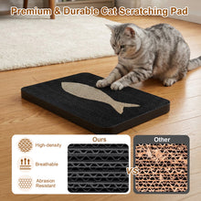 Charger l'image dans la galerie, Ownpets Wall Cat Scratcher, Cute Vertical Cat Scratching Board, Wall Mounted Cat Scratch Pad for Wall, Glass, Wood, and Tile, Furniture Protector, Fish Print Black