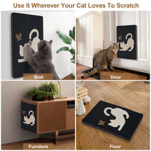 Charger l'image dans la galerie, Ownpets Wall Cat Scratcher, Cute Vertical Cat Scratching Board, Wall Mounted Cat Scratch Pad for Wall, Glass, Wood, and Tile, Furniture Protector, Black