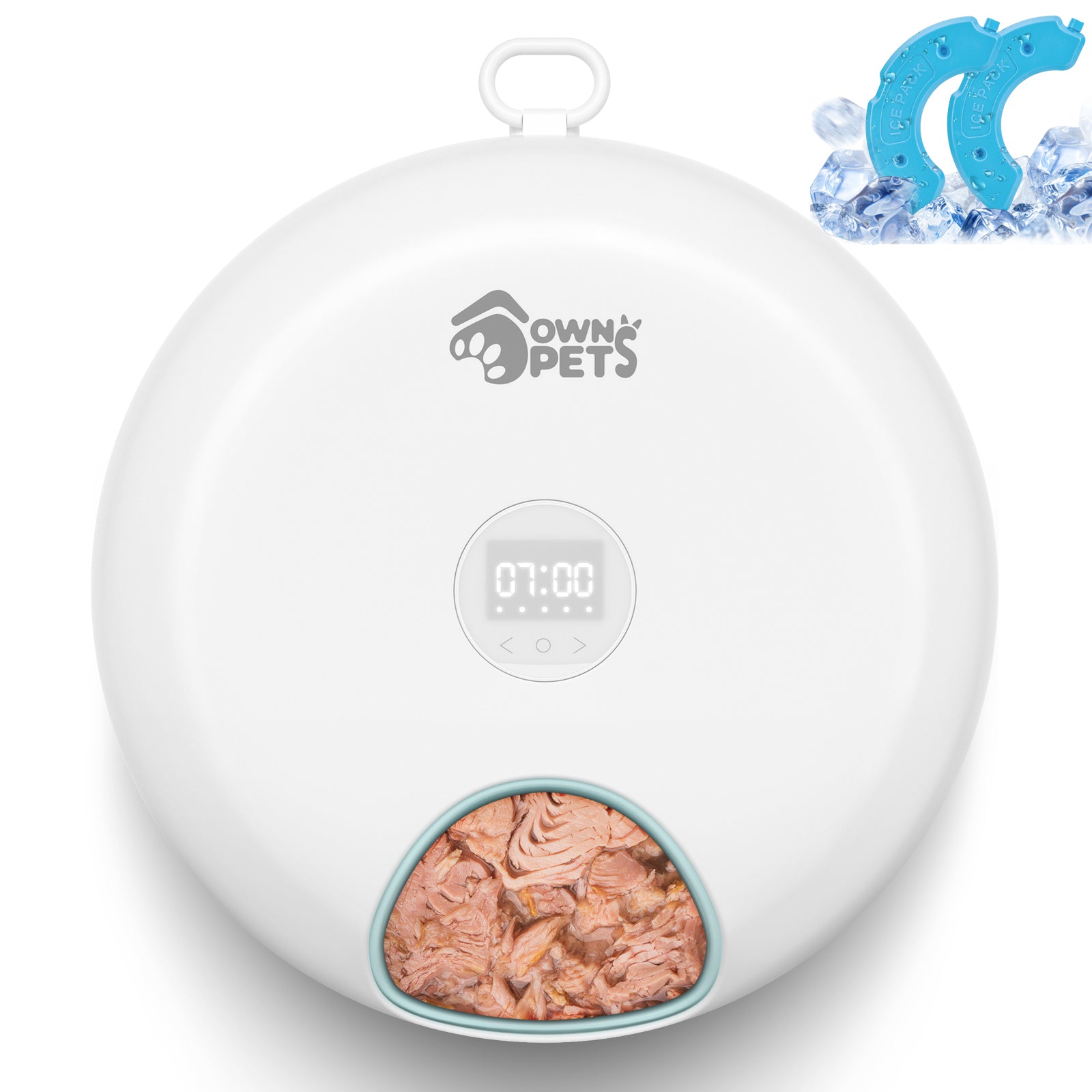 Ownpets 6 Meals Automatic Cat Feeder for Wet/Dry Food, with 2 Ice Packs