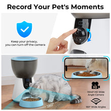 Load image into Gallery viewer, Ownpets Automatic Pet Feeder with Camera, 1304P HD Video with Night Vision, 2-Way Voice Interaction, 2.4G & 5G WiFi Food Dispenser with APP Control