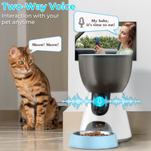 Load image into Gallery viewer, Ownpets Automatic Pet Feeder with Camera, 1304P HD Video with Night Vision, 2-Way Voice Interaction, 2.4G & 5G WiFi Food Dispenser with APP Control