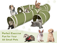 Load image into Gallery viewer, Ownpets Cactus Cat Tunnel 12" with Peek Holes for Indoor Large Cat, Green Durable Oxford fabric, noise-free, foldable & connectable, multi-cat friendly, tube for cats up to 20lb, includes ball & wand