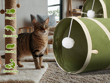 Load image into Gallery viewer, Ownpets Cactus Cat Tunnel 12" with Peek Holes for Indoor Large Cat, Green Durable Oxford fabric, noise-free, foldable & connectable, multi-cat friendly, tube for cats up to 20lb, includes ball & wand