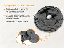 Charger l'image dans la galerie, Ownpets 12" Large Cat Tunnel 3-Way U-Shape Oxford Fabric for Large Cat Silent oxford fabric no noise, expandable 3-channel design, with plush ball ,feather wand, peek hole, for multi-cat household
