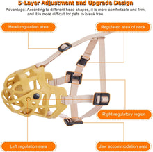 Lade das Bild in den Galerie-Viewer, Ownpets Silicone Basket Muzzle, Adjustable with Movable Cover, Beige, XL Easy to clean silicone, movable cover prevents scavenging, allows drinking when open, adjustable fit
