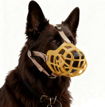 Lade das Bild in den Galerie-Viewer, Ownpets Silicone Basket Muzzle, Adjustable with Movable Cover, Beige, XL Easy to clean silicone, movable cover prevents scavenging, allows drinking when open, adjustable fit