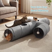 Charger l'image dans la galerie, Ownpets Cactus Cat Tunnel 10" with Peek Holes for Indoor Large Cat, Grey Durable Oxford fabric, noise-free, foldable & connectable, multi-cat friendly, tube for cats up to 20lb, includes ball & wand