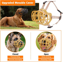 Lade das Bild in den Galerie-Viewer, Ownpets Silicone Basket Muzzle, Adjustable with Movable Cover, Beige, XL Easy to clean silicone, movable cover prevents scavenging, allows drinking when open, adjustable fit