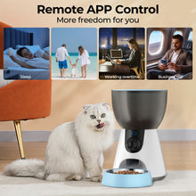 Load image into Gallery viewer, Ownpets Automatic Pet Feeder with Camera, 1304P HD Video with Night Vision, 2-Way Voice Interaction, 2.4G & 5G WiFi Food Dispenser with APP Control