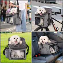 Load image into Gallery viewer, Ownpets Dog Bike Basket Bag Pet Carrier, Adjustable Shoulder Strap Portable Breathable Bicycle Handlebar Basket for Dogs &amp; Cats
