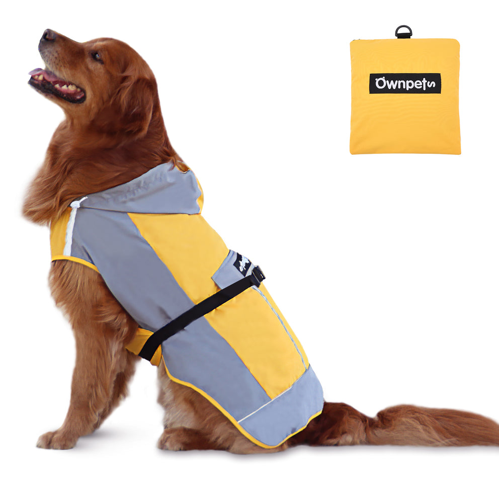 Ownpets Foldable Dog Raincoat with Reflective Straps, Size XL