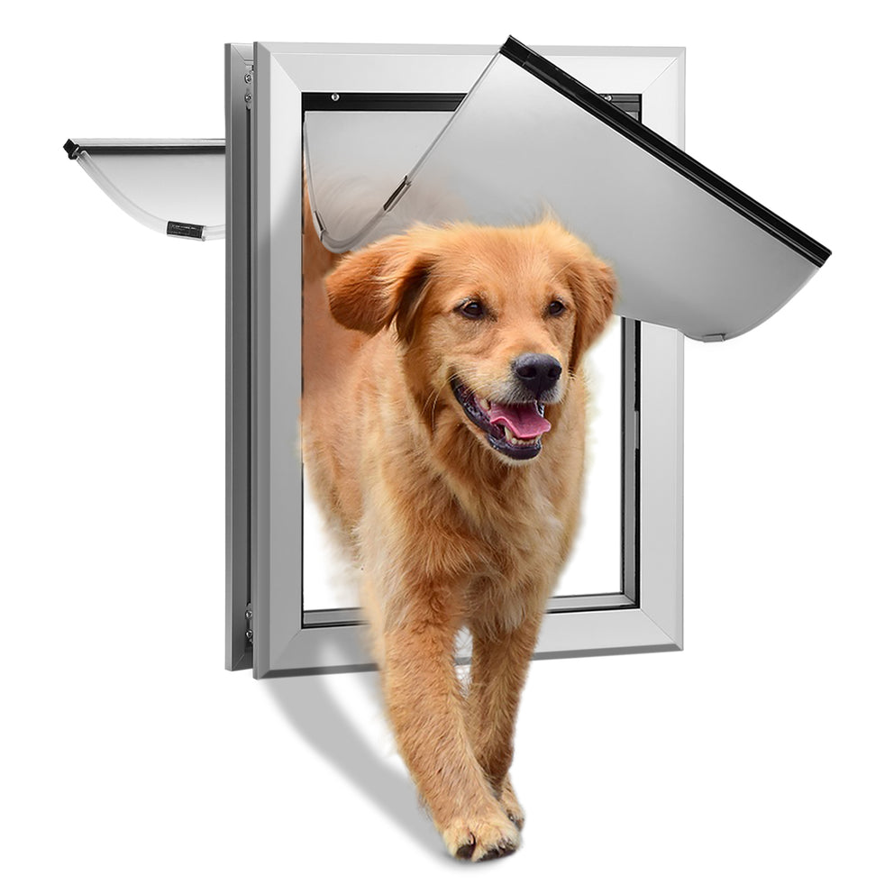 192 Ownpets Double Flaps Metal Dog Door Large Pet Door - Aluminum, 11.6 * 16.8