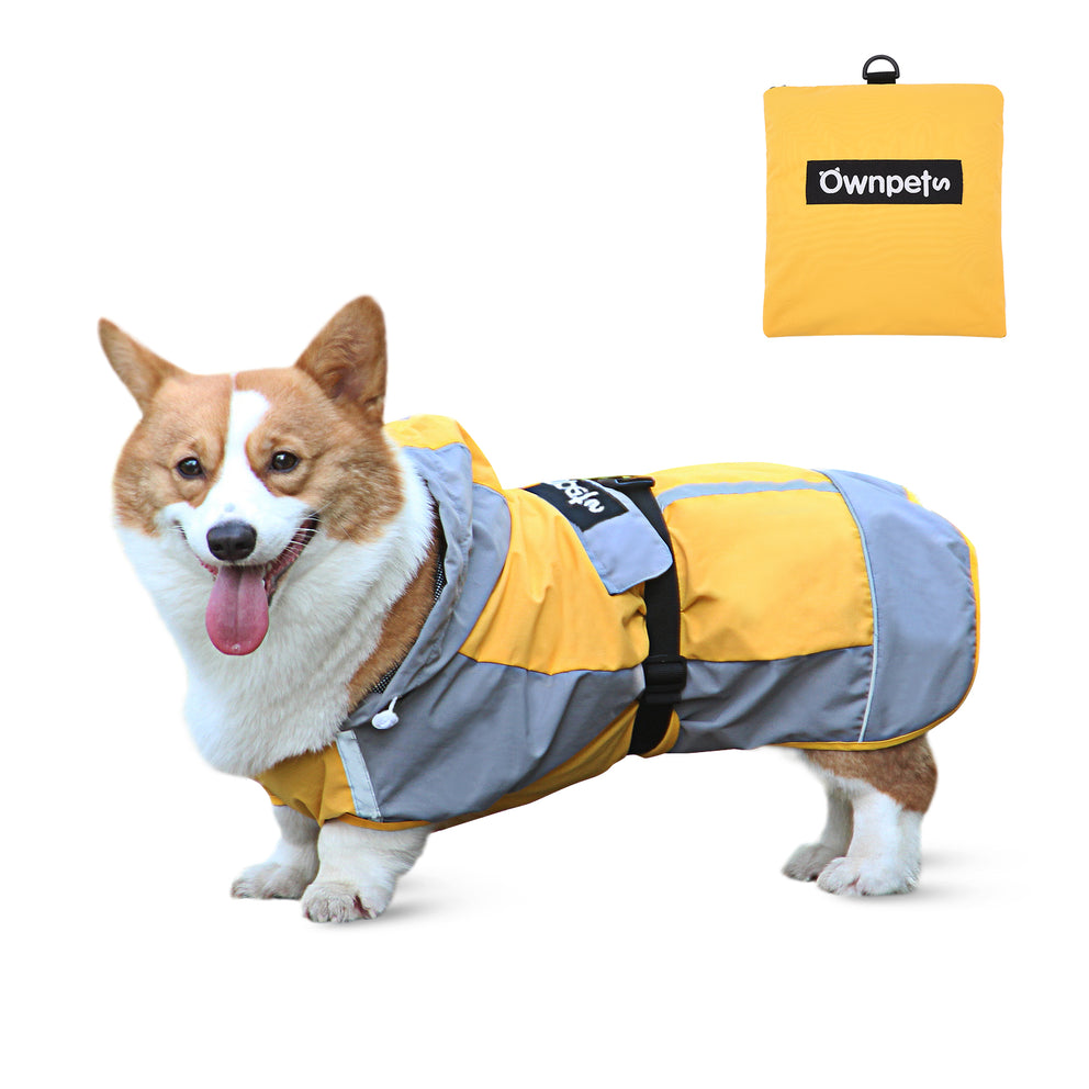 Ownpets Foldable Dog Raincoat with Reflective Straps, Size M