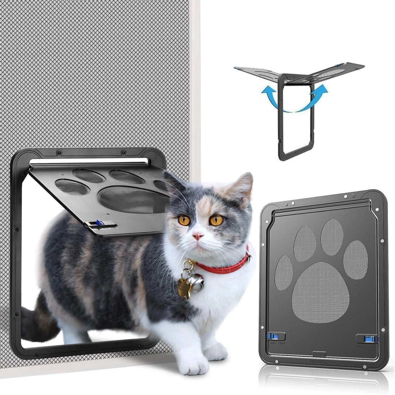 OWNPETS Lockable Pet Screen Door with Magnetic Flap, Small Pet