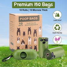 Charger l'image dans la galerie, Ownpets Sacs à crottes pour chien (22,9 x 33 cm) Sacs à crottes pour animaux domestiques étanches et biodégradables pour les promenades quotidiennes des chiens – 10 rouleaux (150 sacs) avec distributeur de sacs à crottes