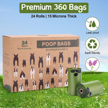 Load image into Gallery viewer, Ownpets Dog Poop Bags (9 x 13 inches), Leak-proof & Biodegradable Pet Poop Bags for Dogs Daily Walks - 24 Rolls (360 bags)