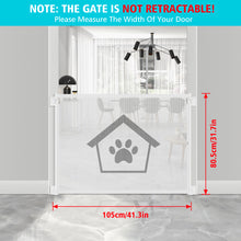 Load image into Gallery viewer, 223 Ownpets Dog Gate Punch-Free Install 41.3 Inches, Double Lock Mesh Pet Gate Easy Operation Dog Safety Gate for Indoors, Outdoors, Doorways, Stairs and Hallways, Not Retractable (White)
