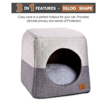 Carica l'immagine nel visualizzatore di Gallery, Cat bed, Ownpets Cat beds for Indoor Cats Cat Cave Bed with Removable and Washable Cushion,  Cat Igloo Bed 13.8*13.8*12.6 inches (Grey)