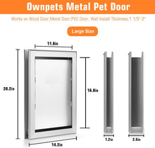 Charger l'image dans la galerie, 087 Très grande porte en aluminium pour animaux de compagnie en métal avec rabat magnétique, 14,17 x 23,62