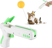Load image into Gallery viewer, Ownpets Cat Toy Gun, Interactive Cat Toy Gun Shape Toy with Ball &amp; Feather - Green
