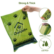 Charger l'image dans la galerie, Ownpets Sacs à crottes pour chien (22,9 x 33 cm) Sacs à crottes pour animaux domestiques étanches et biodégradables pour les promenades quotidiennes des chiens – 10 rouleaux (150 sacs) avec distributeur de sacs à crottes