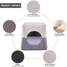 Carica l'immagine nel visualizzatore di Gallery, Cat bed, Ownpets Cat beds for Indoor Cats Cat Cave Bed with Removable and Washable Cushion,  Cat Igloo Bed 13.8*13.8*12.6 inches (Grey)