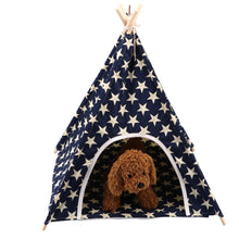 Load image into Gallery viewer, Canvas and Pine Foldable Indoor and Outdoor Pet Tent Washable Dog Bed Play House
