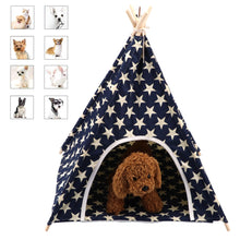 Load image into Gallery viewer, Canvas and Pine Foldable Indoor and Outdoor Pet Tent Washable Dog Bed Play House
