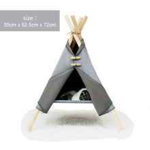 Load image into Gallery viewer, Pet Teepee Cat Bed House Portable Folding Tent with Thick Cushion Easy Assemble Fit Spring Summer for Dog Puppy Cat Indoor
