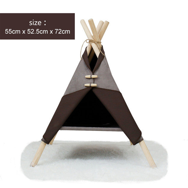 Pet Teepee Cat Bed House Portable Folding Tent with Thick Cushion Easy Assemble Fit Spring Summer for Dog Puppy Cat Indoor