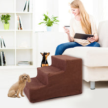 Load image into Gallery viewer, 3 Steps Pet Stairs for Dogs and Cats - Dark Brown
