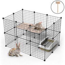 Load image into Gallery viewer, Pet Playpen, Small Animal Cage Indoor Portable Metal Wire Yard Fence for Small Animals, Guinea Pigs, Rabbits Kennel Crate Fence Tent Black 24pcs (And 8pcs For Free)
