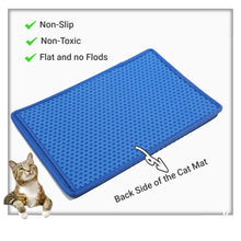 Load image into Gallery viewer, Cat Litter Mat, Kitty Litter Trapping Mat, Double Layer Mats with MiLi Shape Scratching design, Urine Waterproof, Easy Clean, Scatter Control 21&quot; x 14&quot; Blue
