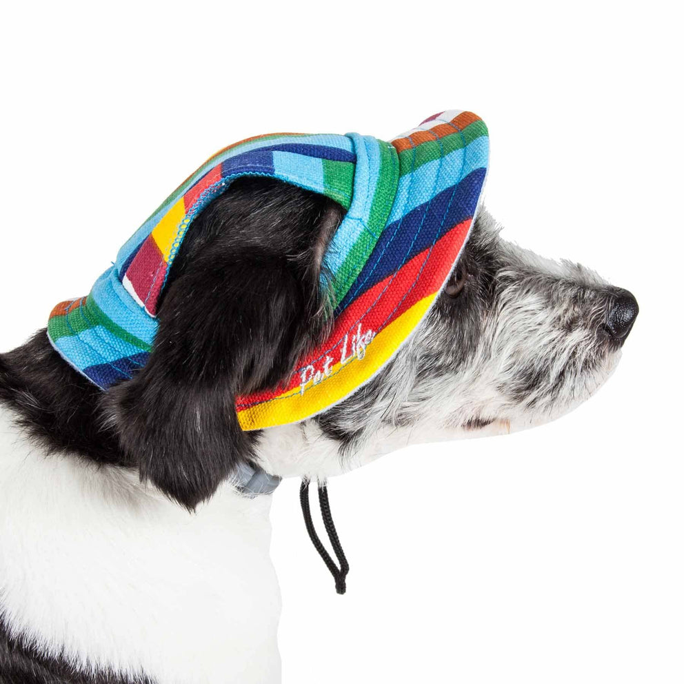 'Colorfur' Uv Protectant Adjustable Fashion Canopy Brimmed Dog Hat Cap