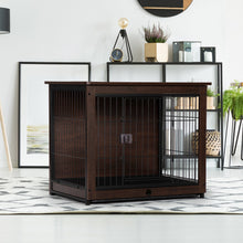 Load image into Gallery viewer, Indoor Dog Crate, Sofa Side End Table, 2-Tier Wooden Pet Cage with Removable Tray, Walnut
