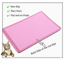 Load image into Gallery viewer, Cat Litter Mat, Kitty Litter Trapping Mat, Double Layer Mats with MiLi Shape Scratching design, Urine Waterproof, Easy Clean, Scatter Control 21&quot; x 14&quot; Pink
