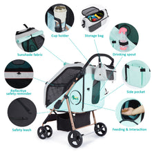 Load image into Gallery viewer, Ownpets 3 in 1 Dog Stroller &amp; Car Seat, Foldable Dogs Carrier Detachable design, carbon steel frame, 360° lockable wheels, rain cover, cup holders &amp; ample storage, for dogs up to 66lbs
