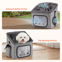 Lade das Bild in den Galerie-Viewer, Ownpets Large Bike Front Basket Pet Carrier, with Breathable Mesh Windows Functions as car booster seat or adjustable shoulder bag for pet, foldable for storage, compatible with most bike handlebars

