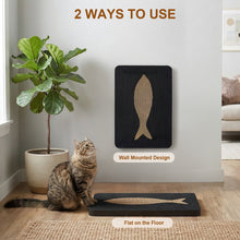 Cargar imagen en el visor de la galería, Ownpets Wall Cat Scratcher, Cute Vertical Cat Scratching Board, Wall Mounted Cat Scratch Pad for Wall, Glass, Wood, and Tile, Furniture Protector, Fish Print Black
