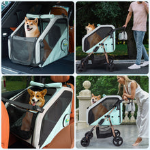 Load image into Gallery viewer, Ownpets 3 in 1 Dog Stroller &amp; Car Seat, Foldable Dogs Carrier Detachable design, carbon steel frame, 360° lockable wheels, rain cover, cup holders &amp; ample storage, for dogs up to 66lbs
