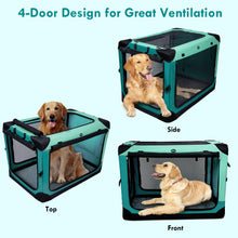 Lade das Bild in den Galerie-Viewer, Ownpets 4 Doors Soft Portable Folding Dog Crate Dog Kennel, Green, L
