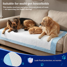 Carica l'immagine nel visualizzatore di Gallery, Ownpets XXXXL Dog Pee Pads 47x31 in, 6-Layer Leak-Proof for Large Pets 20 Count, Quick-Dry, for Puppies Cats Rabbits, Extra Large Training Pads
