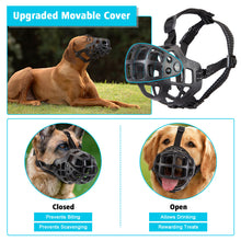 Carica l'immagine nel visualizzatore di Gallery, Ownpets Silicone Basket Muzzle, Adjustable with Movable Cover, Black, M Easy to clean silicone, movable cover prevents scavenging, allows drinking when open, adjustable fit
