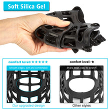 Carica l'immagine nel visualizzatore di Gallery, Ownpets Silicone Basket Muzzle, Adjustable with Movable Cover, Black, M Easy to clean silicone, movable cover prevents scavenging, allows drinking when open, adjustable fit
