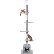 Carica l&#39;immagine nel visualizzatore di Gallery, Ownpets Floor to Ceiling Cat Tree Adjustable Height [90-108Inches=229-275cm] 6 Tiers Cat Tower
