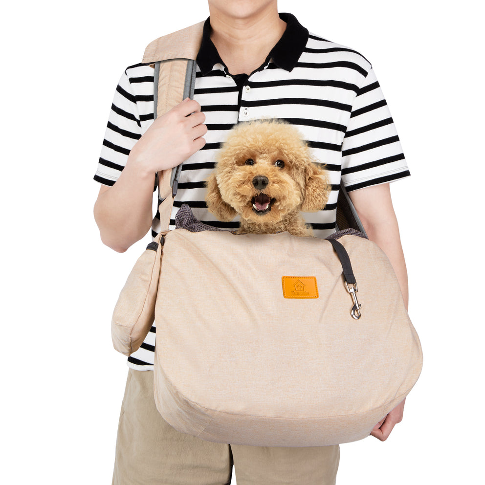 XL Pet Sling Carrier, Extra Large Dog Sling, Fits 15 to 25lbs, Beige