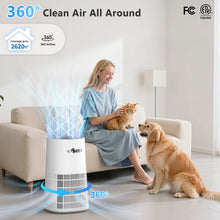 Load image into Gallery viewer, Ownpets Pet Air Purifier for Large Room up to 2620 ft², H13 HEPA Washable Filter for Pet Odor Hair Dander Pollen, Quiet Air Cleaner with Air Quality Monitor
